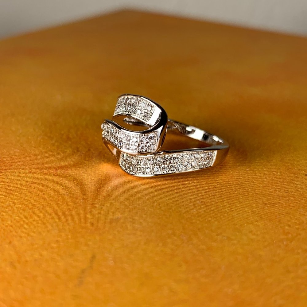 NEW Size 7 Real Silver & CZ Ribbon Ring